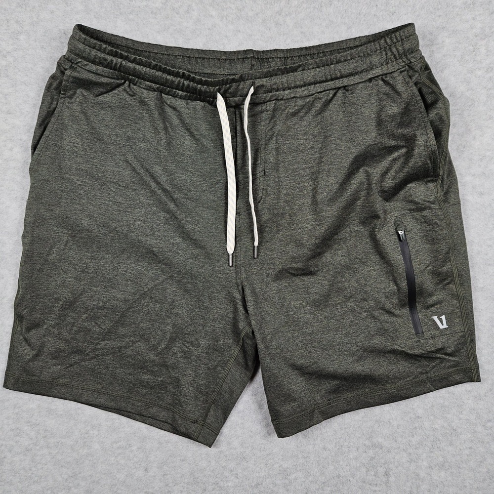 Vuori Sunday Shorts (Men's XL) Green Heathered Athletic Unlined Zip Pockets V381